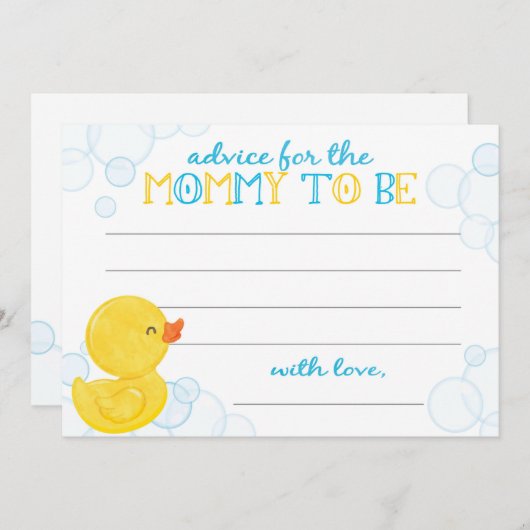 マムカード用ラバーダック赤ちゃんシャワーアドバイス アドバイスカード (正面/裏面)