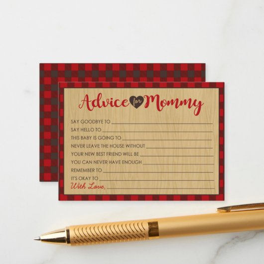 マムカード用Lumberjackベビーシャワーアドバイス アドバイスカード (正面/裏面インサイチュ)