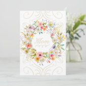 マムカード – 美しいフローラリースカード 招待状 (スタンド正面)