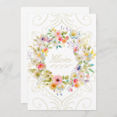 マムカード – 美しいフローラリースカード 招待状 (正面/裏面)