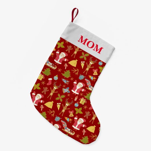 マムクリスマスストッキング-パーソナライズされたストッキング スモールクリスマスストッキング (正面 (吊り時))