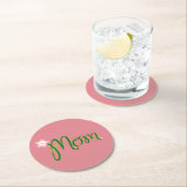 マムストロベリーピンクラウンド紙コースター ラウンドペーパーコースター (インサイチュ)