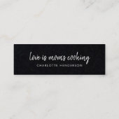 マムズキッチン |ブラックモダンレシピブックマークカード スキニー名刺 (裏面)