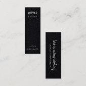 マムズキッチン |ブラックモダンレシピブックマークカード スキニー名刺 (正面/裏面)