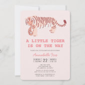 マムタイガー運キューブピンクベビーシャワー招待状 招待状 (正面)
