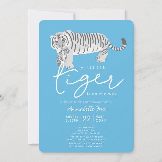 マムタイガー&キューブブルーベビーシャワー招待状 招待状 (正面)