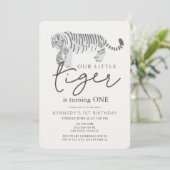 マムタイガー&クブモダンクリーム1歳の誕生日 招待状 (スタンド正面)