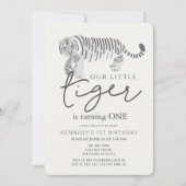 マムタイガー&クブモダンクリーム1歳の誕生日 招待状 (正面)