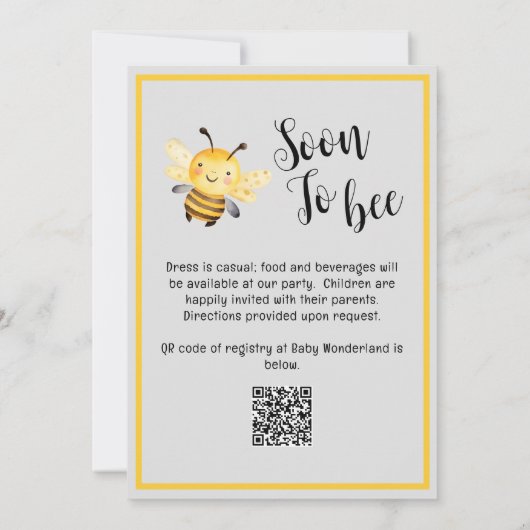 マムツビーハニーベアーベビーガールシャワー招待状 招待状 (裏面)