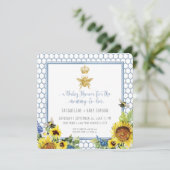 マムトゥビー(昆虫)マルハナバチひまわり金ゴールドQRコードベビー 招待状 (スタンド正面)