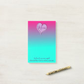 マムハートパープルアンドブルーグラデーション ポストイット (デスク上)