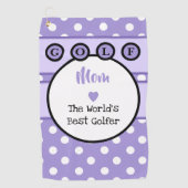 マムパープルと薄紫とストライプ水玉模様 ゴルフタオル (正面)