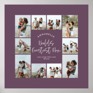 マムパープルエレガント写真ミニマルコラージュ ポスター