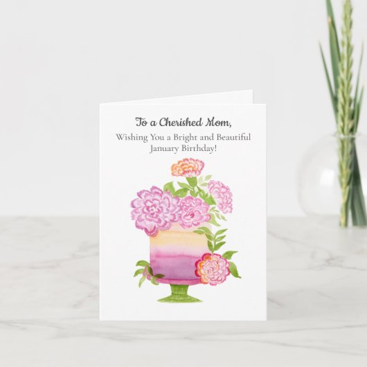 マムパープルカーネーション2011年1月お誕生日ケーキ カード (正面)