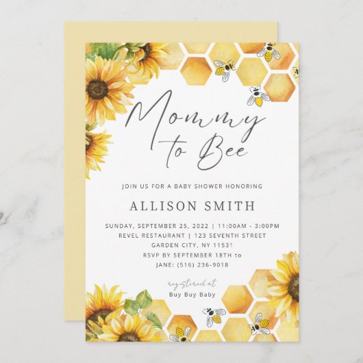 マムビーベイビーシャワー招待状 招待状 (正面/裏面)