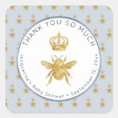 マムビー金ゴールドグリッタークラウンボーイベビーシャワー スクエアシール (正面)