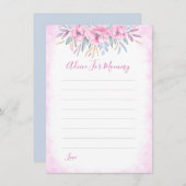 マムピンクの花の水色のためのベビーシャワーアドバイス アドバイスカード (正面/裏面)