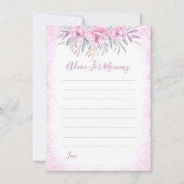 マムピンクの花の水色のためのベビーシャワーアドバイス アドバイスカード