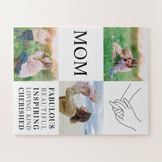 マムファミリーフォトコラージュモダンタイポグラフィ ジグソーパズル (横)