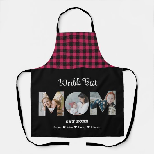 マムフォトコラージュ切り出しマザーズデイ誕生日 エプロン (正面)