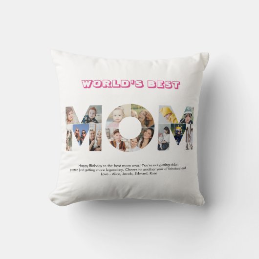 マムフォトコラージュ切り出しマザーズデイ誕生日 クッション (正面)