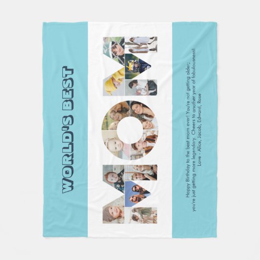 マムフォトコラージュ切り出しマザーズデイ誕生日 フリースブランケット (正面)