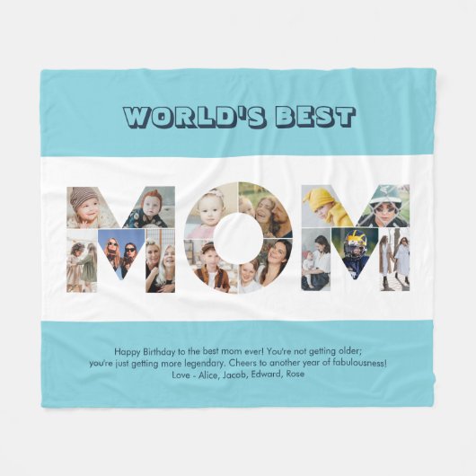 マムフォトコラージュ切り出しマザーズデイ誕生日 フリースブランケット (正面(横))