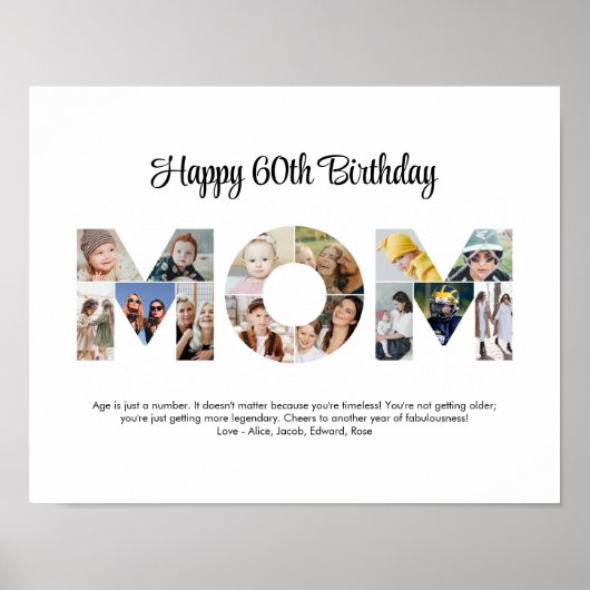 マムフォトコラージュ切り出しマザーズデイ誕生日 ポスター (正面)