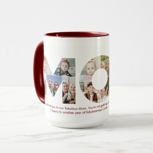 マムフォトコラージュ切り出しマザーズデイ誕生日 マグカップ (正面左)