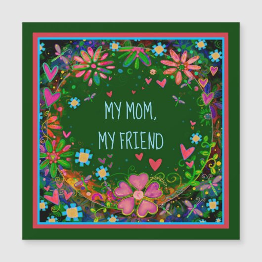 マムフレンドかわいらしフローラハートグリーン磁気カード (正面)