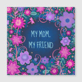 マムフレンドかわいらしフローラハートブルー磁気カード (正面)