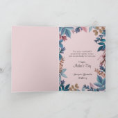 マムブルーとエレガント金ゴールドカラフル葉の カード (内部)