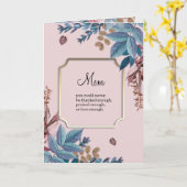 マムブルーとエレガント金ゴールドカラフル葉の カード (黄色い花)