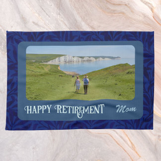 マムブルーパーソナライズされたにとって幸福な退職祝い キッチンタオル