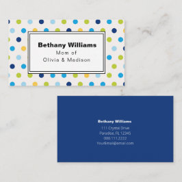 マムプレイデーシンプルト青い緑の点コールカード 名刺