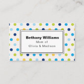 マムプレイデーシンプルト青い緑の点コールカード 名刺 (正面)