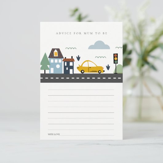 マムベイビーシャワー用かわいいシティアーバンアドバイス エンクロージャーカード (スタンド正面)
