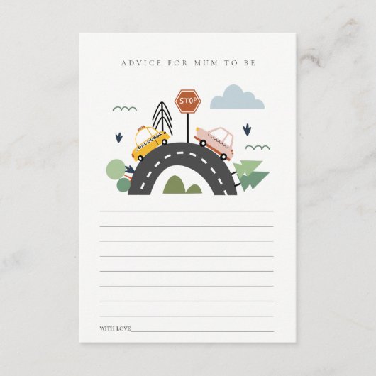 マムベイビーシャワー用かわいいシティアーバンアドバイス エンクロージャーカード (正面)