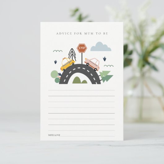 マムベイビーシャワー用かわいいシティアーバンアドバイス エンクロージャーカード (スタンド正面)