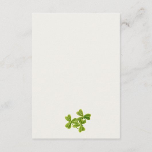 マムベイビーシャワー用かわいいラッキーシャムロックアドバイス エンクロージャーカード (裏面)