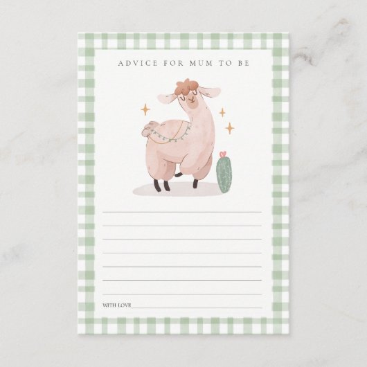 マムベイビーシャワー用グリーンサボホラマアドバイス エンクロージャーカード (正面)