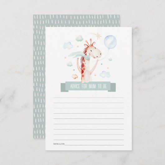 マムベイビーシャワー用サファリキリンアドバイス エンクロージャーカード (正面/裏面)