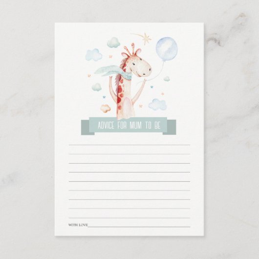 マムベイビーシャワー用サファリキリンアドバイス エンクロージャーカード (正面)