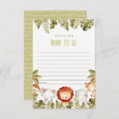 マムベイビーシャワー用トロピカルサファリアドバイス エンクロージャーカード (正面/裏面)