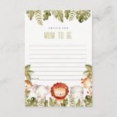 マムベイビーシャワー用トロピカルサファリアドバイス エンクロージャーカード (正面)