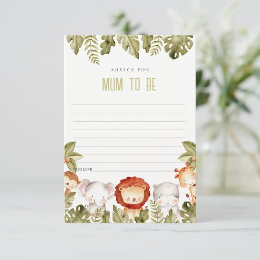 マムベイビーシャワー用トロピカルサファリアドバイス エンクロージャーカード (スタンド正面)