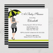 マムベモダンビーガールシャワートレンディーブラック&ライム 招待状 (正面/裏面)