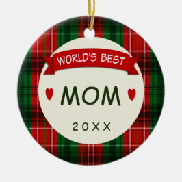 マムホリデープレイドクリスマスギフトオーナメント セラミックオーナメント