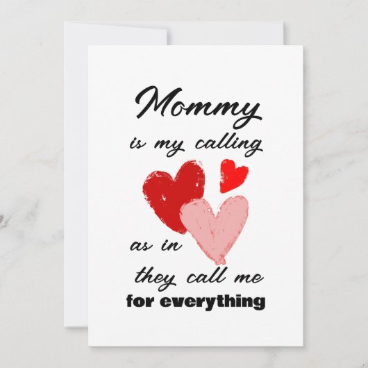 マムマザーズおもしろいデイ引用文赤ピンクハートカード 招待状 (正面)