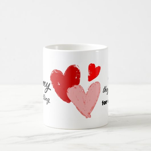 マムマザーズおもしろいデイ引用文赤ピンクハート コーヒーマグカップ (中央)